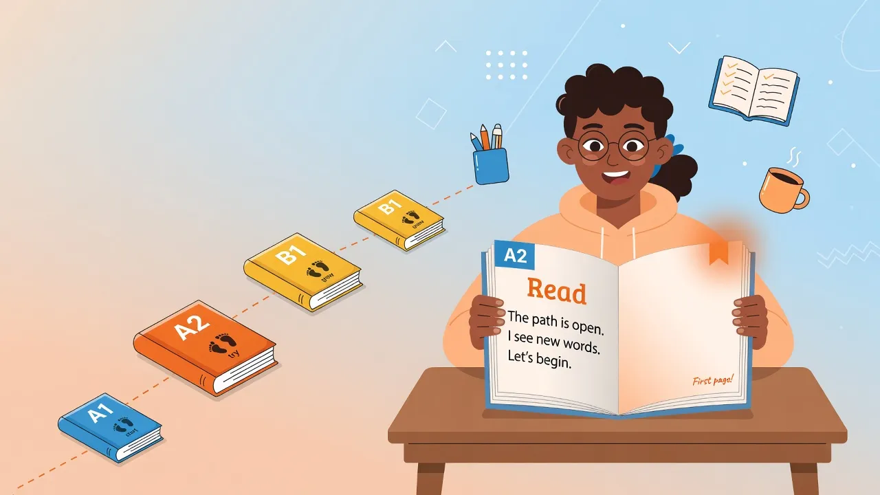 Відкрита легка англійська книга й короткі graded-тексти на старті A2-B1