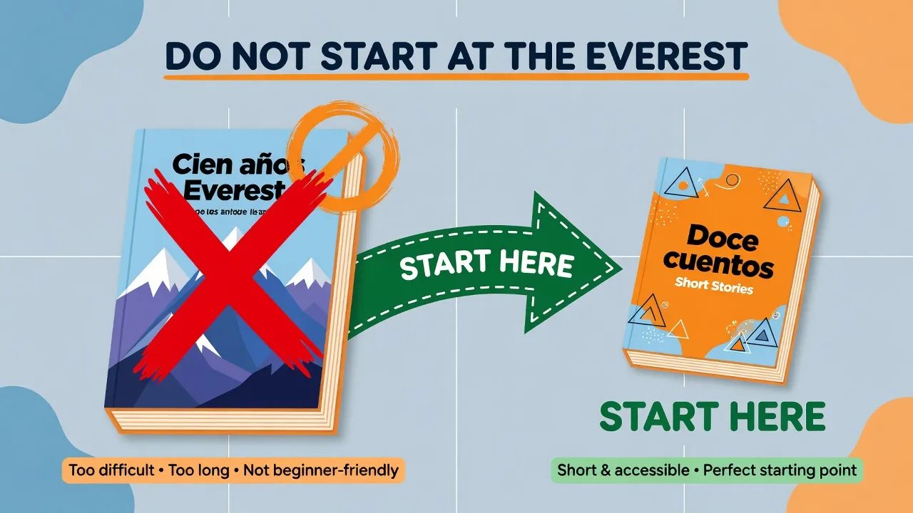 Decisión: no empezar por el Everest; elige cuentos, novela corta o espera a C1