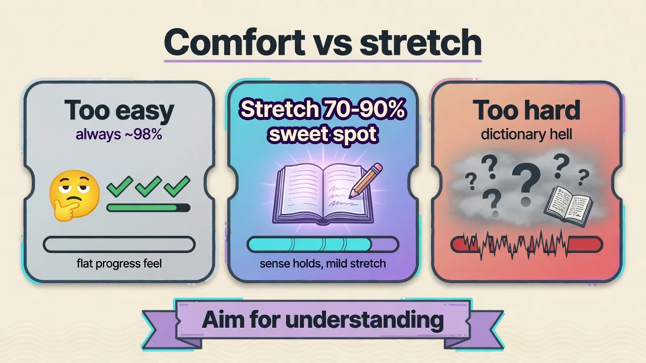 Схема зон: занадто легко, stretch 70-90%, занадто важко