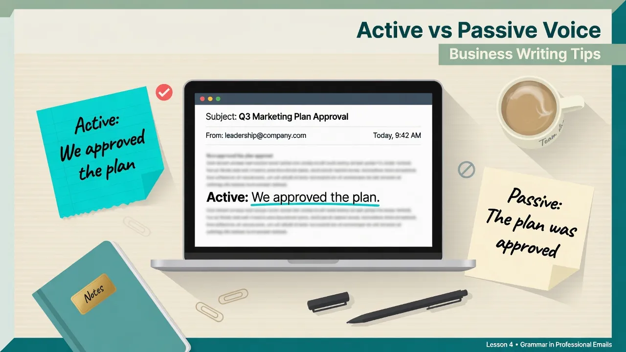 Дошка порівняння: активний і пасивний email у бізнес-англійській