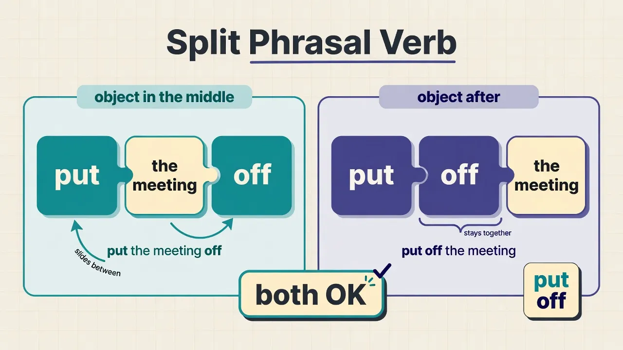 Split phrasal verb example: put the meeting off