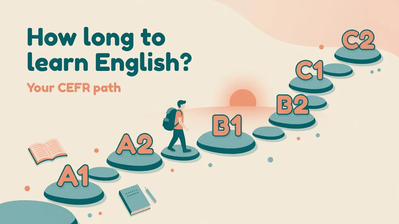 Path with time markers for learning English toward a CEFR goal