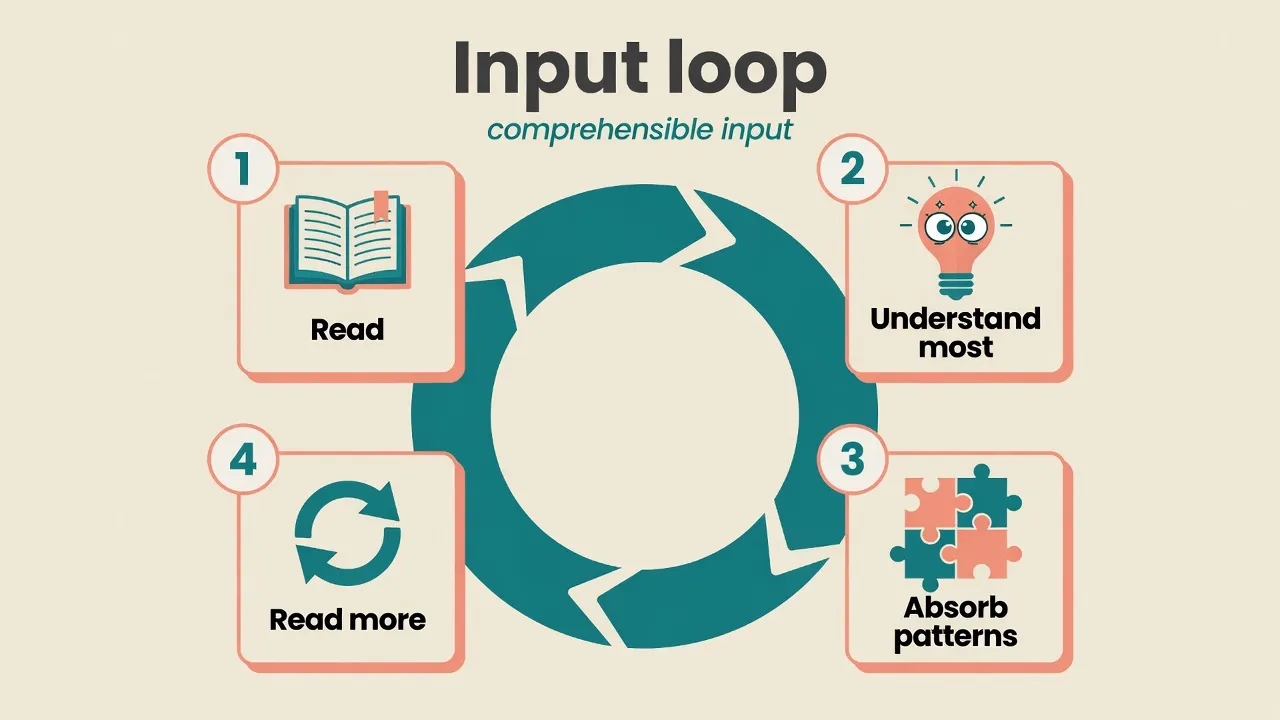 Diagram of a reading input loop for learning English