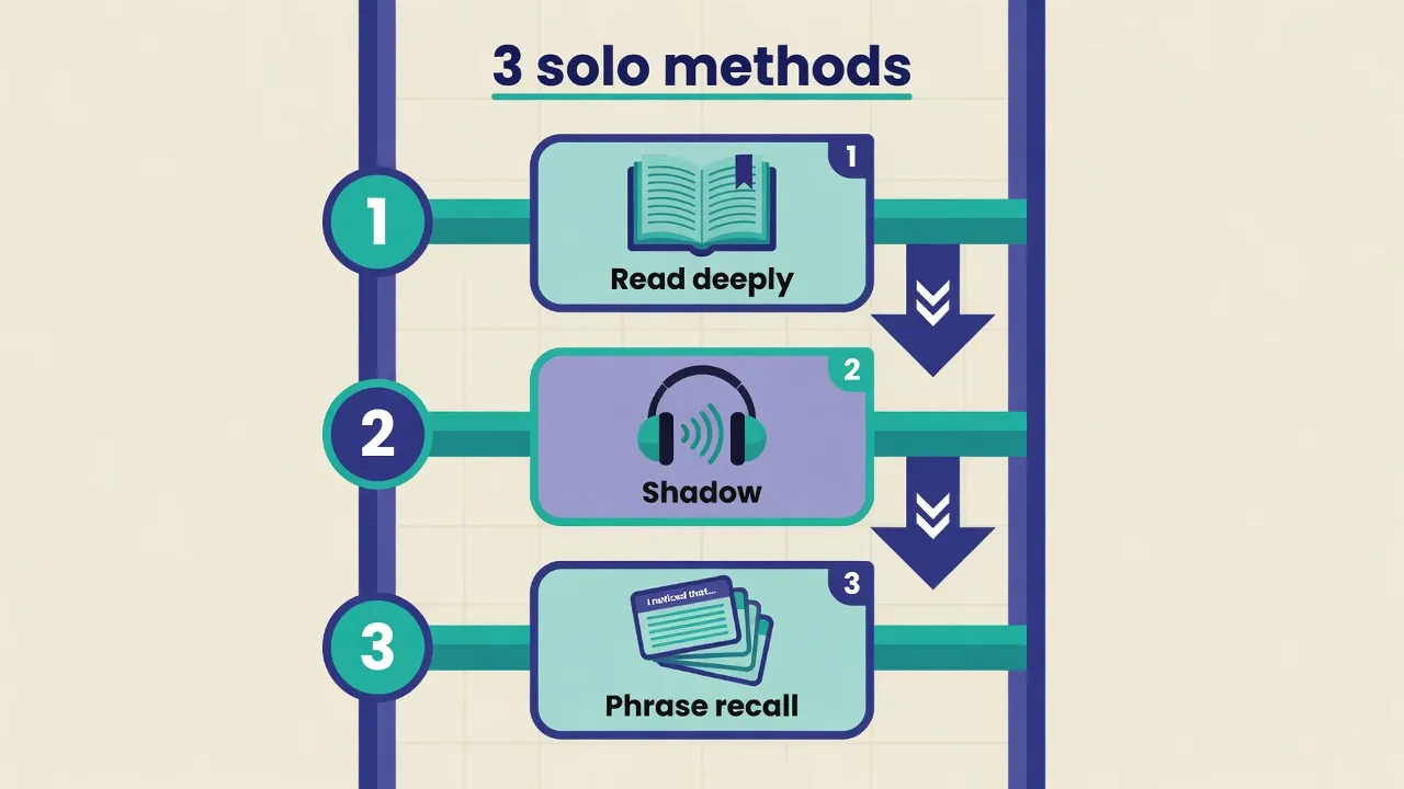 Драбина трьох solo-методів: глибоке читання, shadowing, згадування фраз