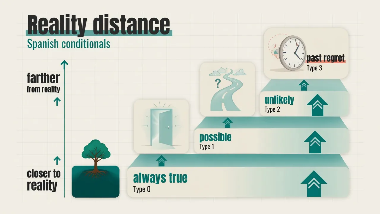 Сходинка відстані від реальності: always true → possible → unlikely → past regret