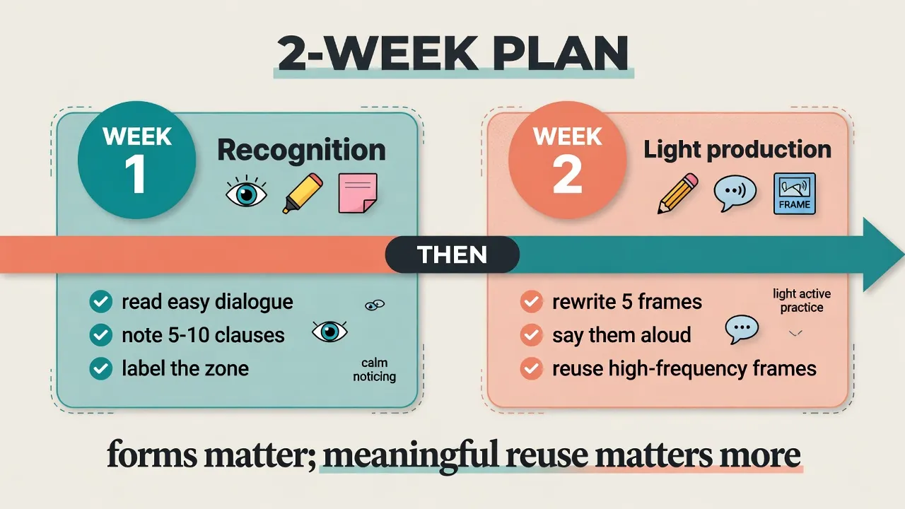 План на 2 тижні: тиждень 1 recognition, потім тиждень 2 light production