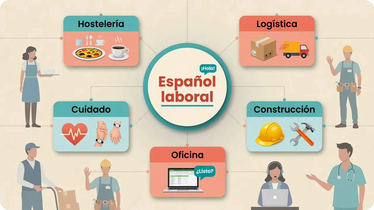 Hub de español para el trabajo por profesión: hostelería, logística, construcción, oficina y cuidado