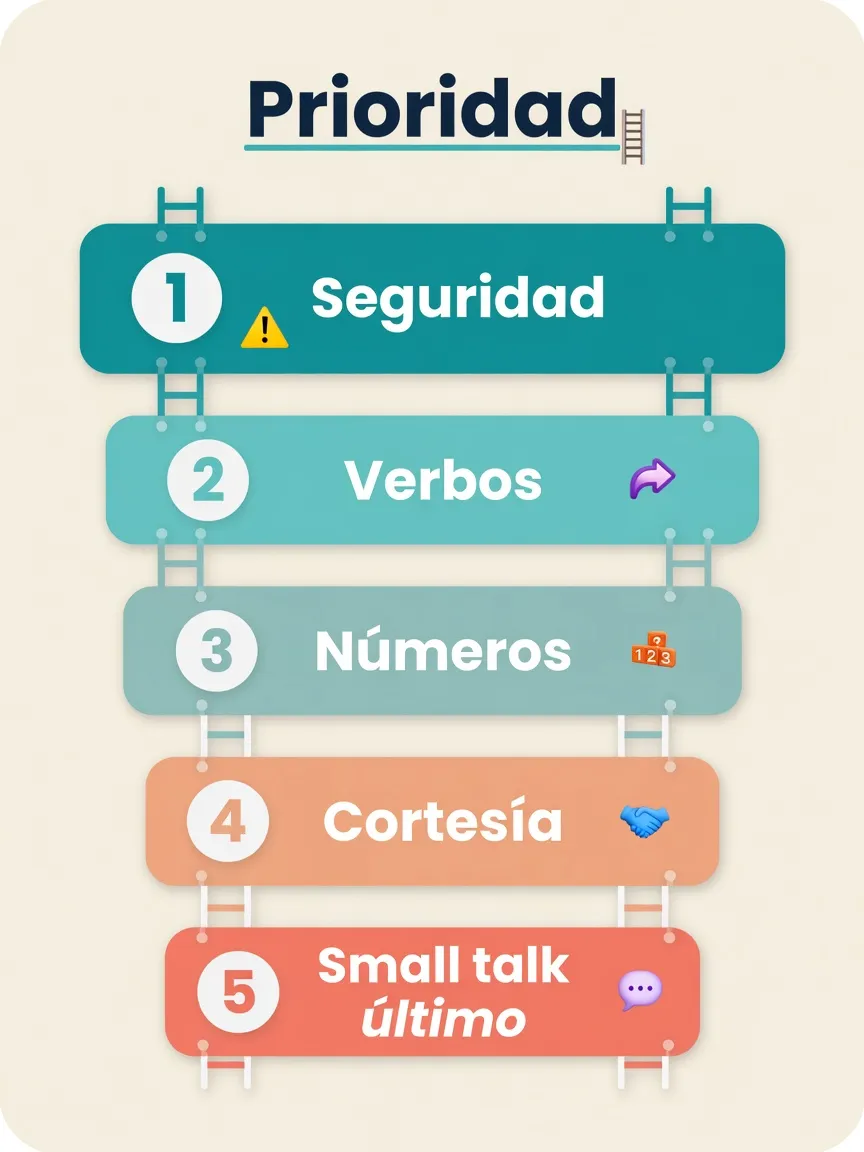 Escalera de prioridades para aprender frases de espanol en el trabajo