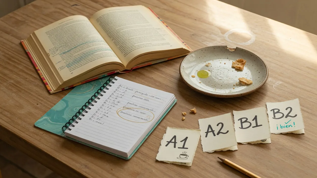 Open Spanish book as a reading menu for comprehensible input from A1 to B2