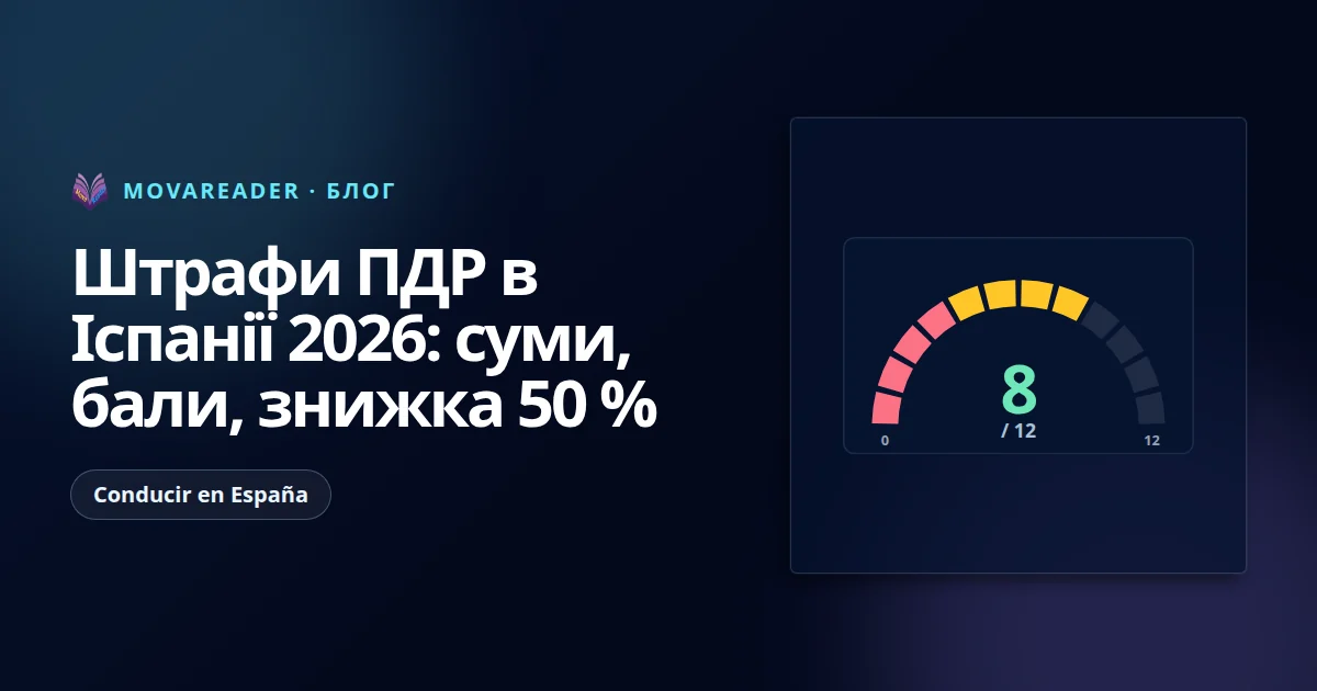 Шкала балів іспанського посвідчення водія, заповнена на 8 з 12