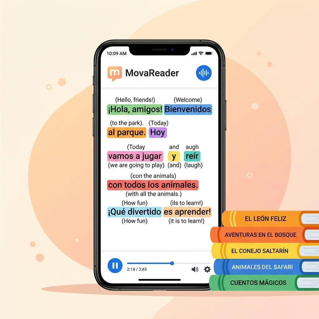 Читання іспанських історій з AI-перекладом у MovaReader