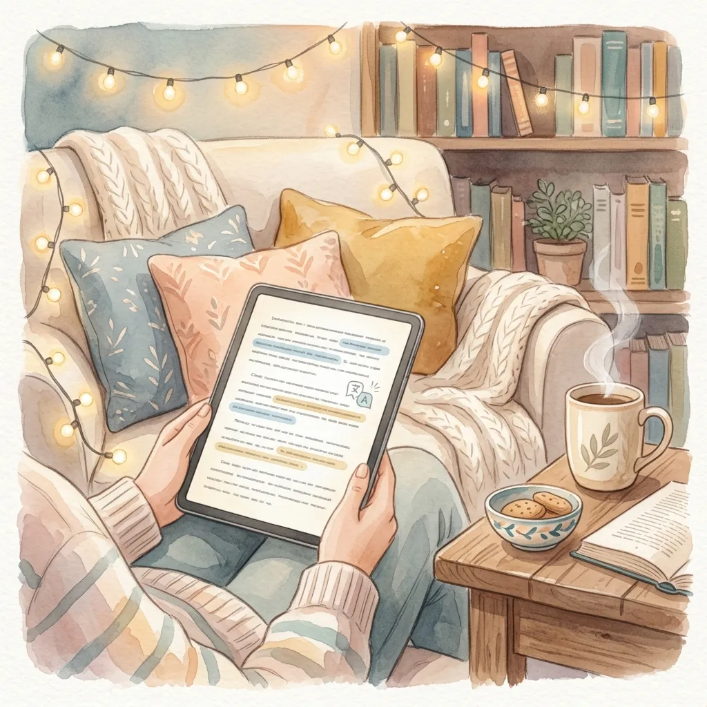 Stress-free reading with AI translation creates the perfect environment for subconscious grammar absorption