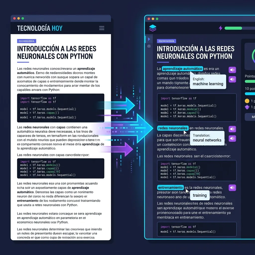 MovaReader transforms any tech blog article into an interactive language learning experience with AI-powered vocabulary highlighting and contextual translations