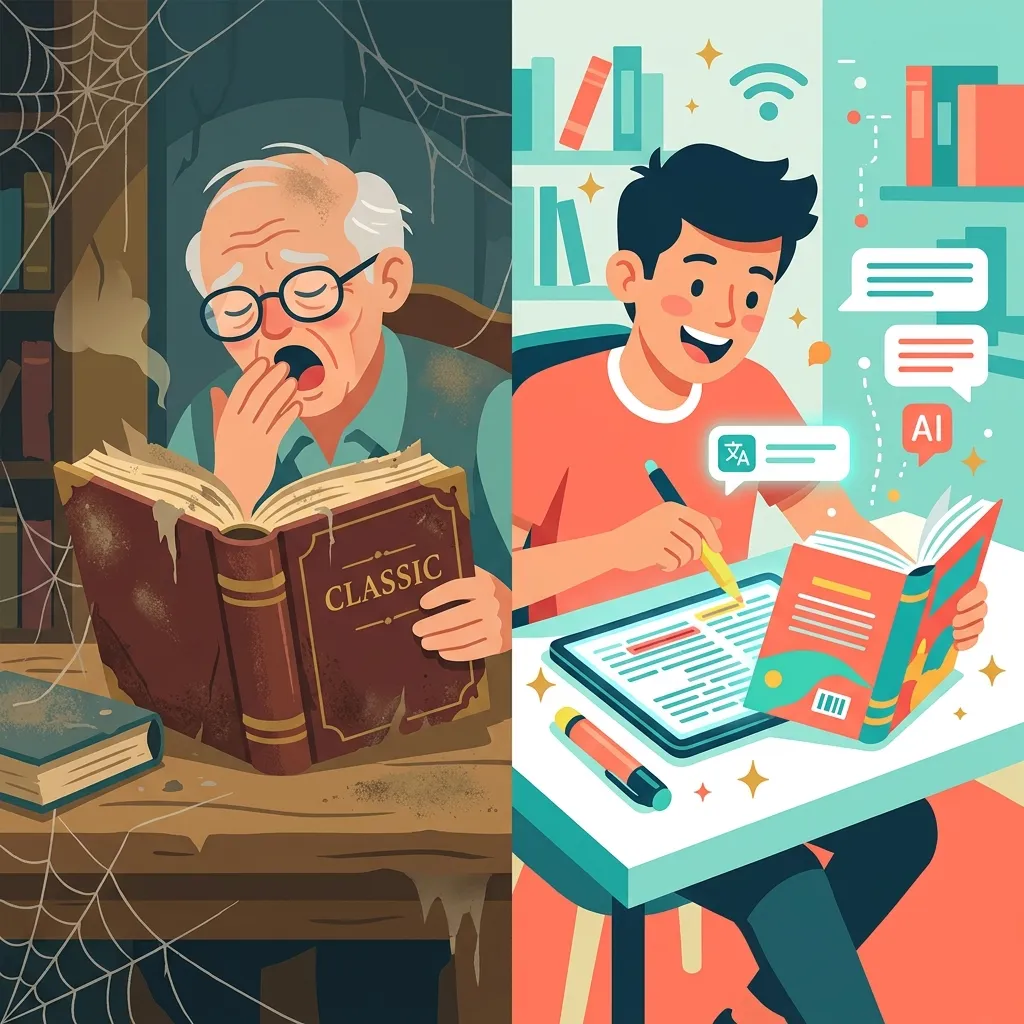 Classic books vs modern reading with AI translation tools